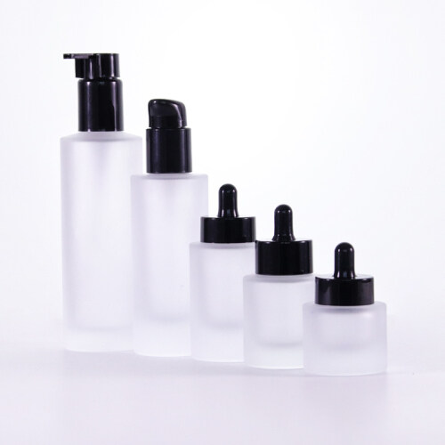 30ml Flat Shoulder Round Shape Luxury Skincare Serum Essential Oil Clear Glass Thick Bottom Dropper Bottle