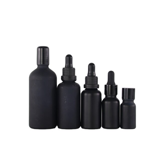 10ml 15ml 30ml 50ml 100ml cosmetic frosted black glass lotion bottle