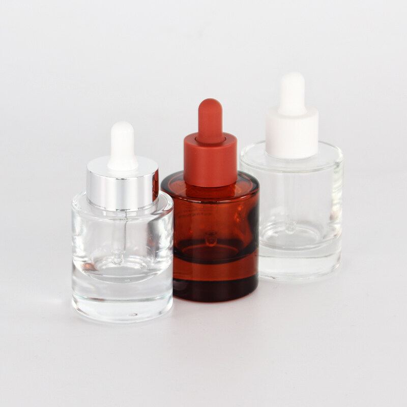 Wholesale transparent glass bottle essential oil storage surface oil bottle cylindrical thick bottom glass essential oil bottles