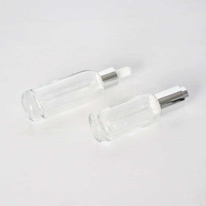 Factory price 40ml cosmetic transparent glass serum bottle for skincare