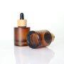 Customized color 30ML Glass Dropper Bottle Heavy Bottom 1OZ Glass Cosmetic Toner Bamboo Wooden Pump Serum Bottle