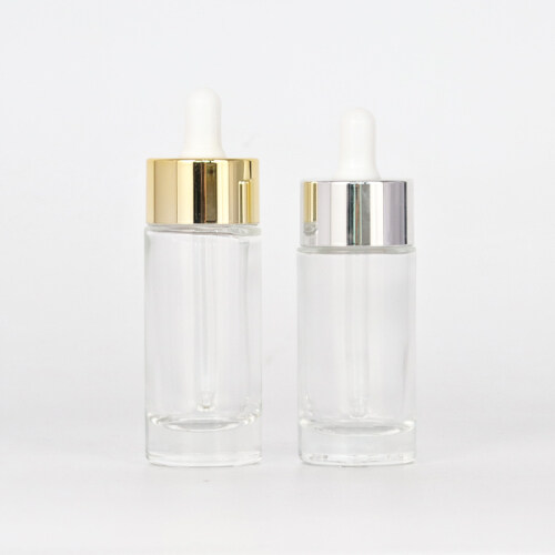 Hot selling 30ml clear glass dropper bottles round shape for essential oil serum aromatherapy skin care cosmetic package