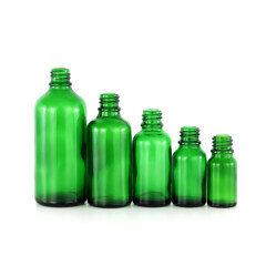 Cosmetic Glass Bottle Green with Bamboo Lid Skin Care Cream 10ml 15ml 30ml 50ml 100ml Personal Care Round Shape Screw Cap Liquid