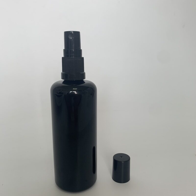 Cosmetic round rectangle opaque black 30ml 50ml 100ml refillable glass perfume spray bottle