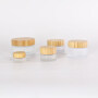 50g clear cosmetic cream jar with wood grain bamboo lid glass empty bottle skin cream packaging container