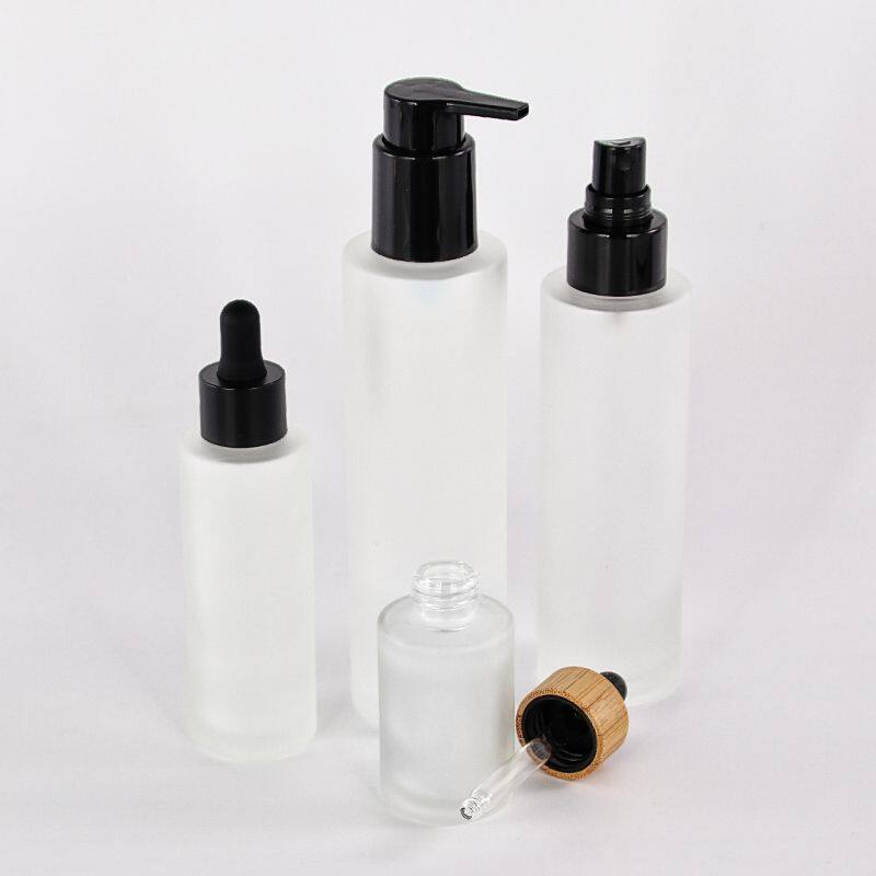 10ml 30ml 50ml 60ml 80ml 100ml flat shoulder white frosted dropper bottle serum pump glass bottle