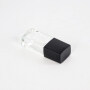 square shape clear 30ml clear glass bottle with black plastic cap