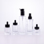 High end thick bottom luxury skincare packaging 15ml 30ml 50ml 100ml glass toner lotion bottle cosmetic jars and bottles set