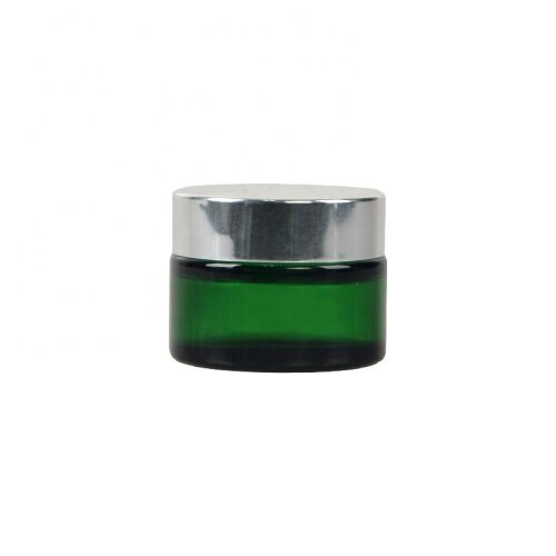 Empty Round Greenr Glass Cream Jar With Aluminum Cap Have Stock