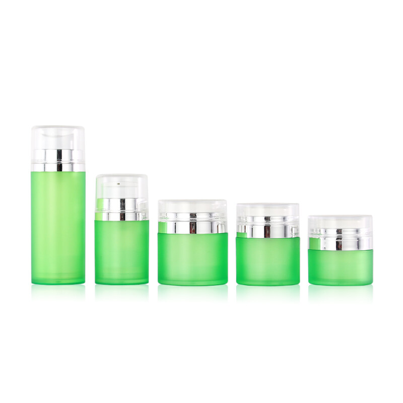 Cosmetic plastic acrylic airless packaging lotion pump bottle and cream jars with screw top lids