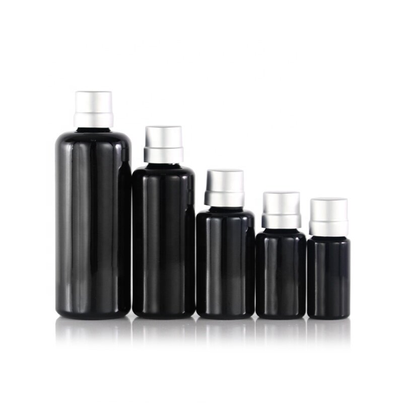 5ml 10ml 15ml 20ml 30ml 50ml 100ml  Black Glass Cosmetic Essential Oil Spray Dropper Glass Bottle