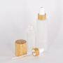 Bamboo cosmetic glass container spray lotion pump serum bottle 30ml 60ml 80ml 100ml 120ml with wooden bamboo lid
