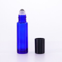 Factory price Leak proof 10ml cobalt blue glass essential oil bottle or perfume bottle with steel ball