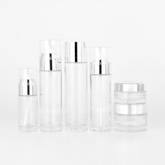 100ml 120ml toner bottle whole set frosted clear flat shoulder glass lotion pump 30ml cosmetic bottles and glass cream jars