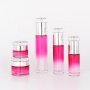 hot selling gradually varied clear pink straight round glass bottle and jar for skincare