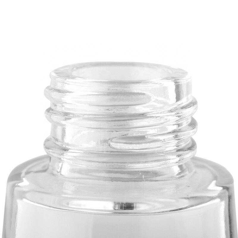 Wholesale  luxury clear glass bottle with water transfer cap bottle, high quality cosmetic clear glass bottle