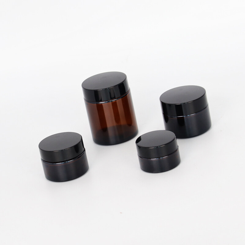 20g 30g 50g 100g empty amber glass cosmetic jar with metal lid