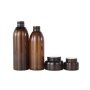 Amber plastic PET cosmetic personal care bottle and cream jar