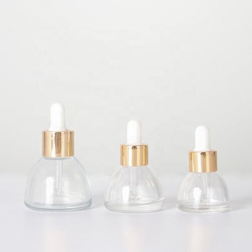 Cone shape glass essential oil bottle empty serum bottles with dropper wholesale