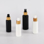 Wholesale  Black White Glass Essential Oil Dropper Bottle with Bamboo lid 5ml 10ml 15ml 30ml 50ml 60ml 100ml 200ml
