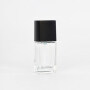 square shape clear 30ml clear glass bottle with black plastic cap
