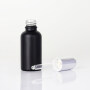 Ready to ship 30ml round shape frosted black glass bottle with electroplate sliver press dropper for essential oil
