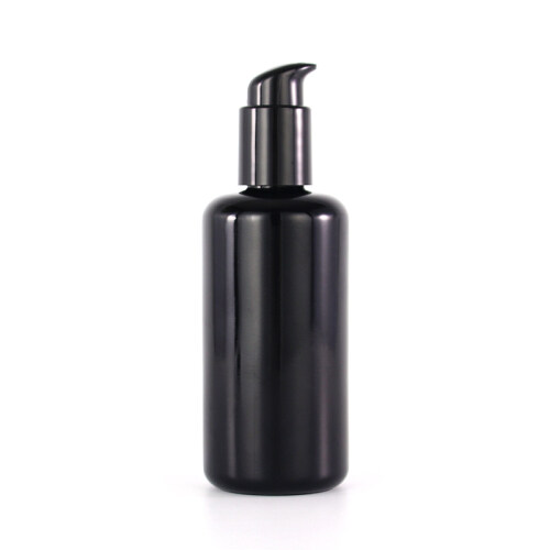 200ml black custom glass cosmetic skin care packaging pump lotion bottle