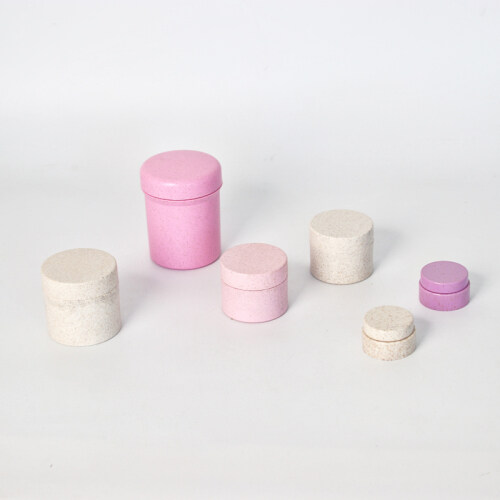 Recyclable wheat biodegradable cosmetic containers 1oz 2oz 3oz 8oz Primary Yellow blue pink straw cosmetic cream jar