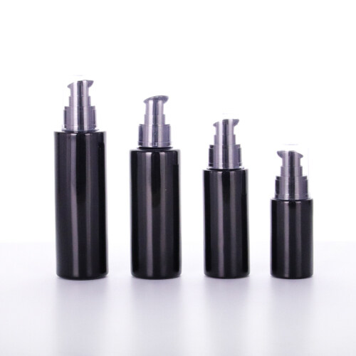 Hot Selling Anti-UV Opaque Black Glass Bottles Black Skin Care Glass Pump Bottles Cosmetic Containers and Packages