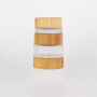 Hot sale cosmetic face cream container 5ml 15ml 30ml 50ml 100ml 200ml frosted clear glass jar with bamboo wood lid