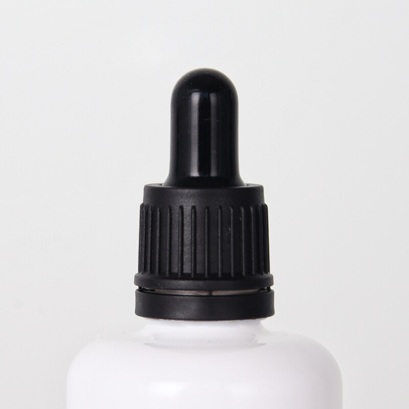 100ml temper evidence black dropper opal white glass bottle for skin care packaging