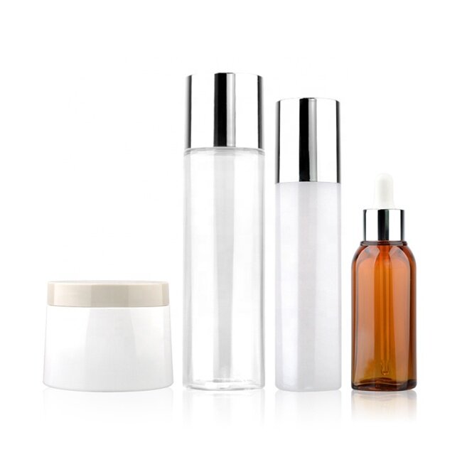New arrival 200ml clear plastic bottle cosmetic PET bottle with sliver plastic cap