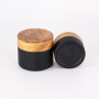 Luxury matte black glass cosmetic package jar with wood lids