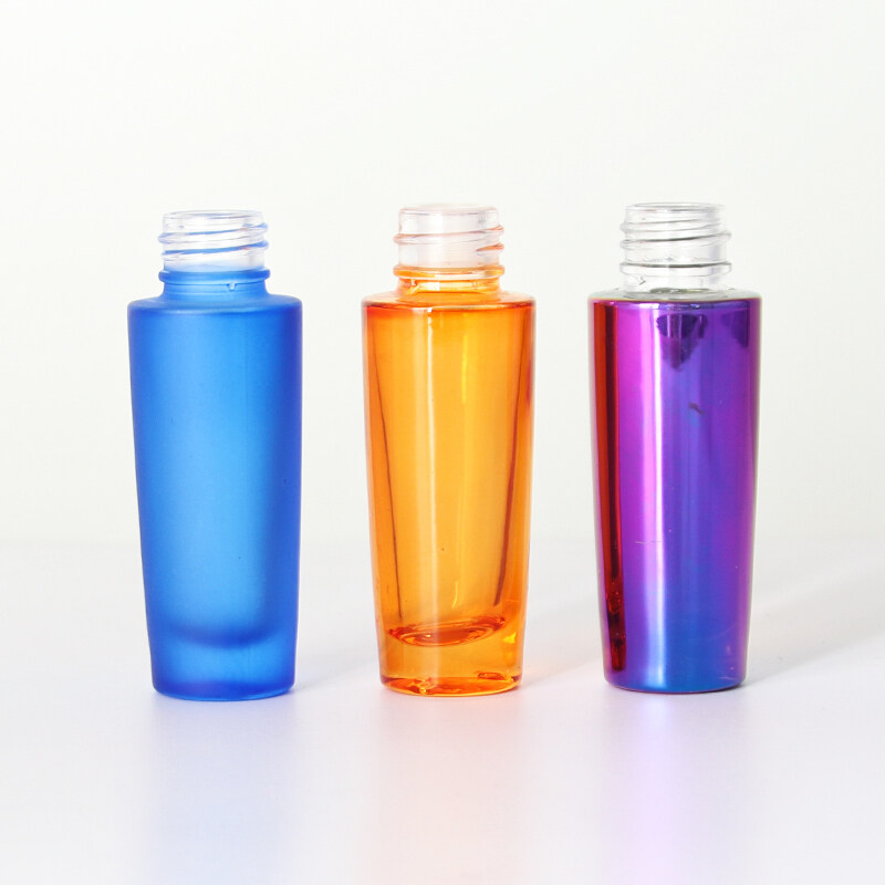 Colored glass bottle latex head dropper anodized aluminum middle cap essential oil bottle empty bottle