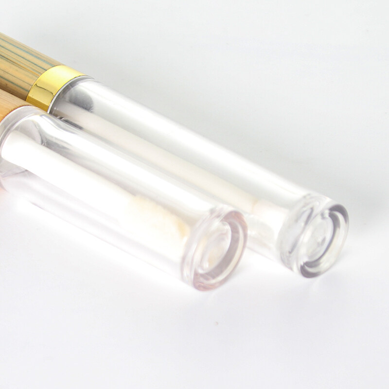 bamboo lid lip gloss bottle eco-friendly plastic tube color and logo can be customized
