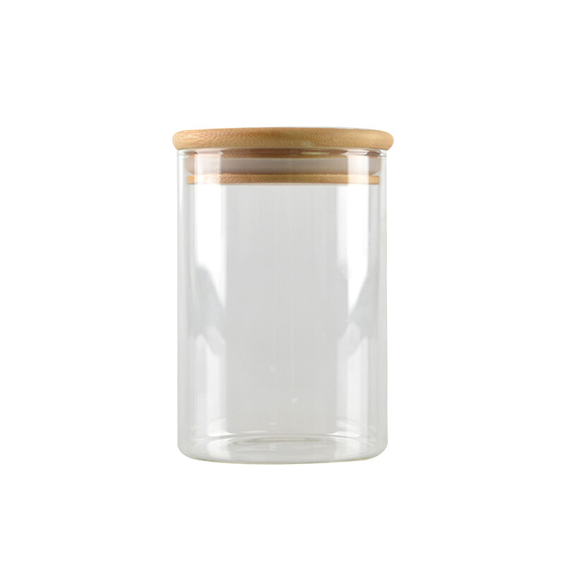 Professional Manufacture Storage Hermetic Glass Jar stock wholesale with wooden tap lids for food storage airless glass jars
