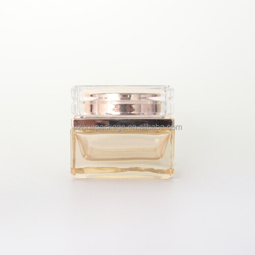 50ml square cream jar with champagne lid and pump nice skin care cream jar with thick bottom