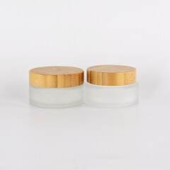 5g 15g 30g 50g 100g clear green amber cosmetic frosted glass jars bamboo packaging with bamboo lid,cosmetic glass jar