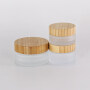 Wholesale 5ml 30ml 50ml clear frost glass jar cosmetics packaging face cream container glass cream jar with bamboo cap