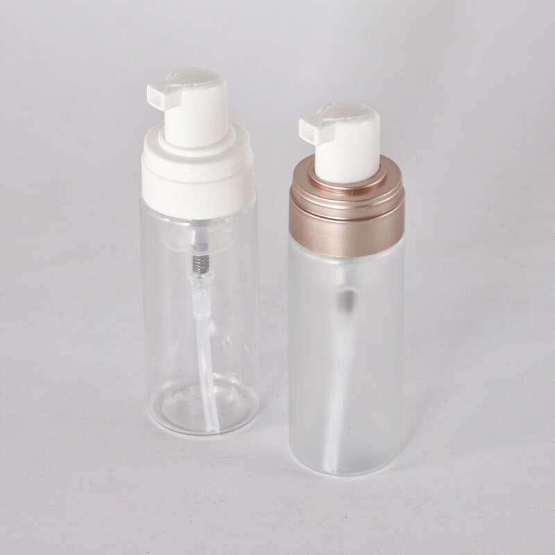 100ml 150ml 200ml Gold silver top foaming cleanser, self tannning eraser cosmetic plastic foam pump bottle