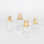 15ml 20ml 30ml 40ml transparent luxury glass essential oil bottle with gold lotion pump
