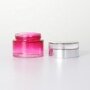 Painted Magenta 50g Acrylic Lid Refillable Luxury Cosmetic Glass Cream Jar