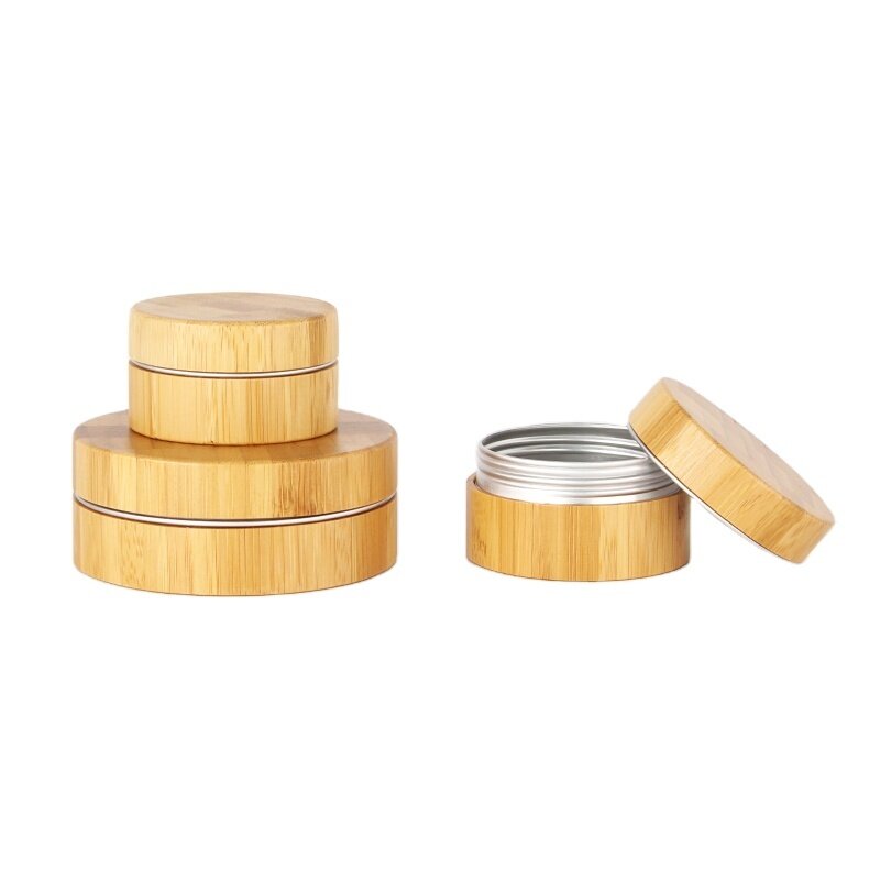 30g 50g 100g cosmetic bamboo cream jars with aluminium liner