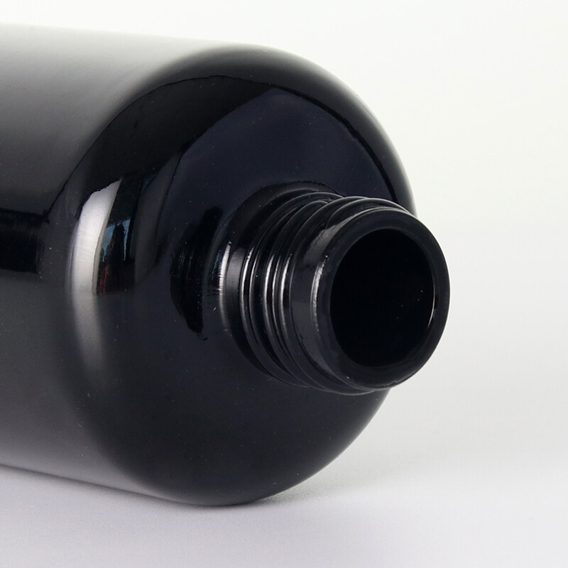 Factory price 200ml opaque black round shoulder cosmetic glass lotion bottle glass pump bottle