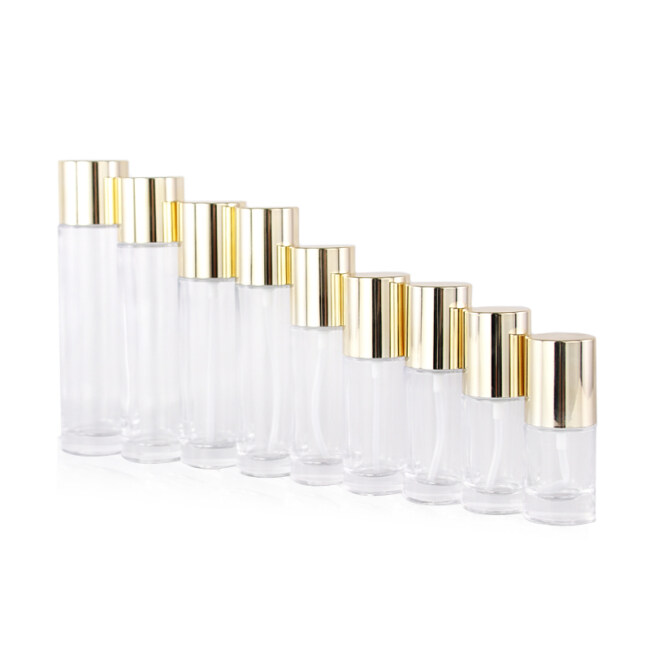 20ml 30ml 60ml 100ml 120ml 150ml Clear skincare packaging and cosmetic glass toner foundation or lotion pump bottle container