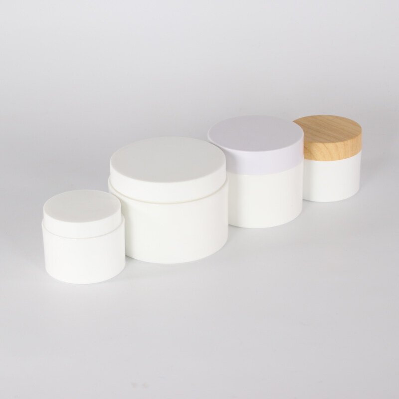 Ready to ship double wall white PP plastic jar, cosmetic packaging jar