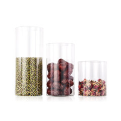 Large airtight glass storage jar with wooden lid for food wholesale