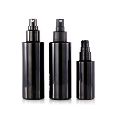 40ml 100ml black cosmetic glass bottle with rubber wood lid