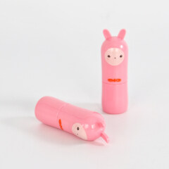 3 g rosafarbenes rundes leeres Lippenstiftröhrchen aus Kunststoff mit rosafarbener Kappe mit Cartoon-Muster