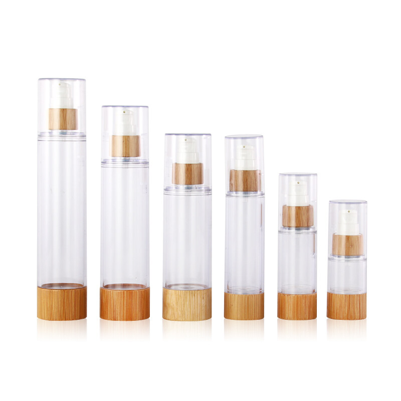 15ml 30ml 50ml 80ml 100ml 120ml bamboo airless cosmetic lotion pump bottle
